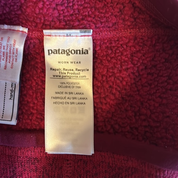 Girls Fuschia S 7-8 Patagonia 3/4 zip - Picture 4 of 4